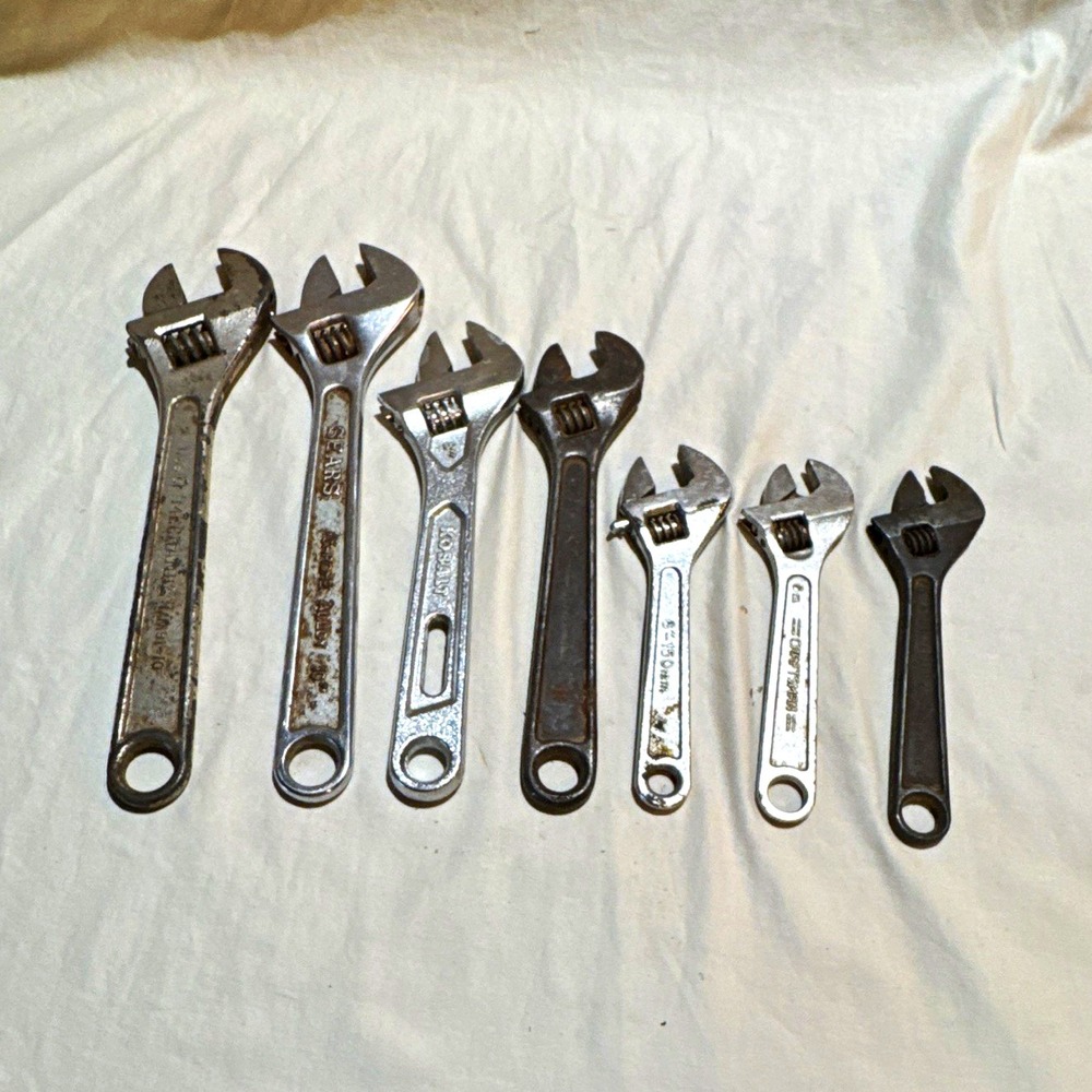 7pc Mixed Brand Adjustable Wrench Set Alloy Steel 8in Non-Ratcheting